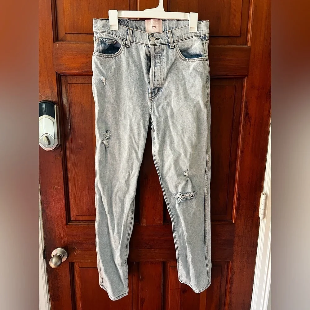 Revice “Made in LA” Distressed High-Rise Jeans — Size 30 — Light Wash